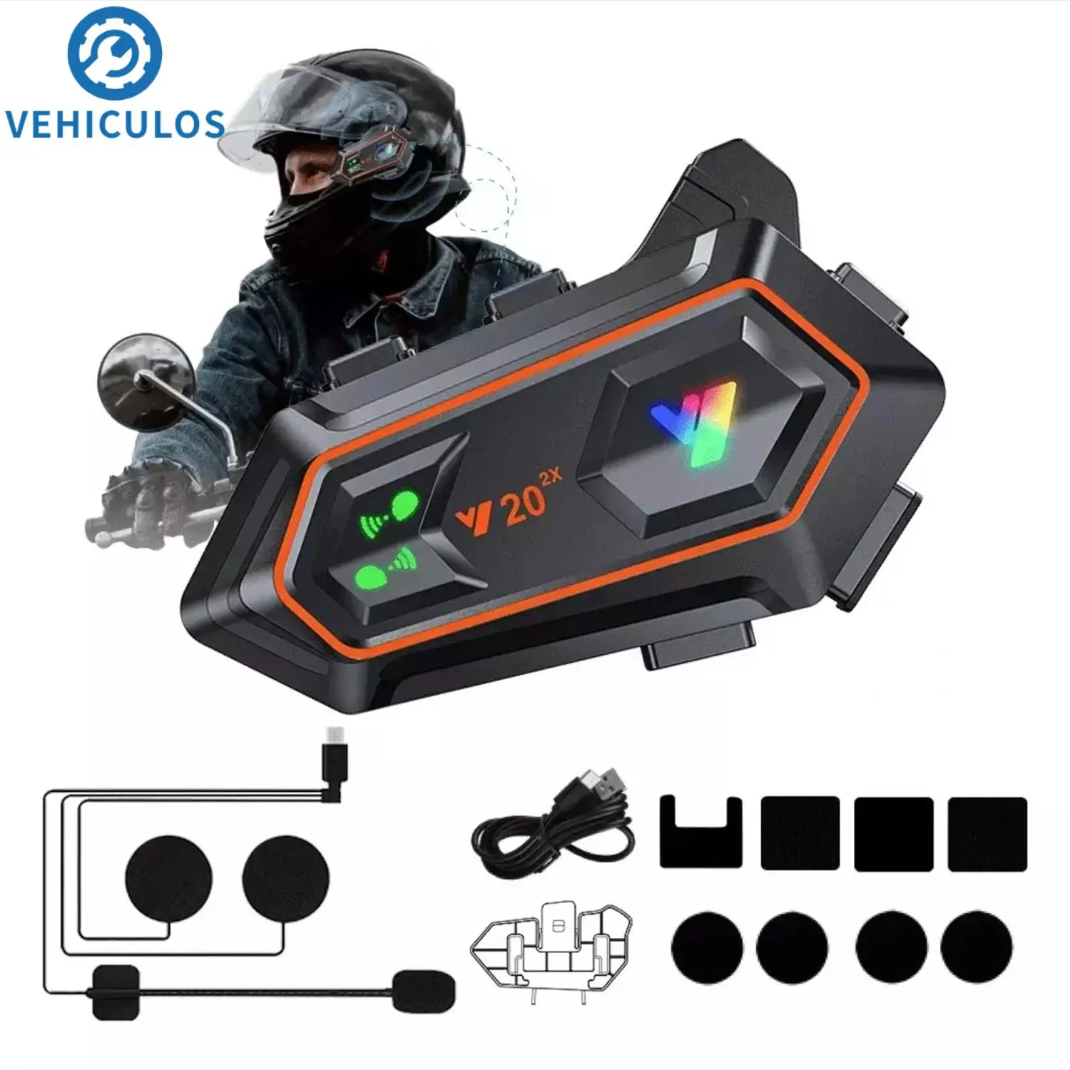 

Y20-2x Motorcycle Bluetooth Helmet Intercom Helmet Audio Earphones IPX6 Waterproof Motorbike Accessories
