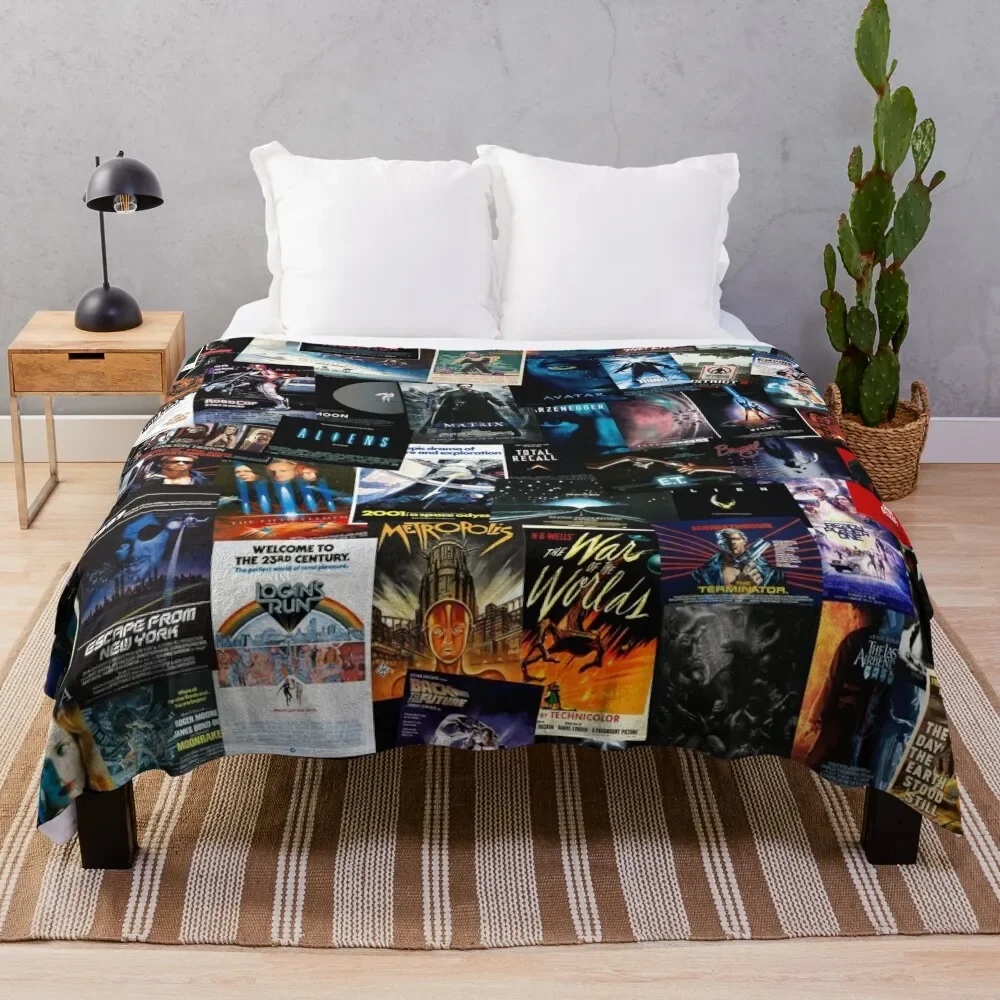 Sci-Fi Movie Posters Throw Blanket Hair for sofa Fluffy Shaggy Blankets