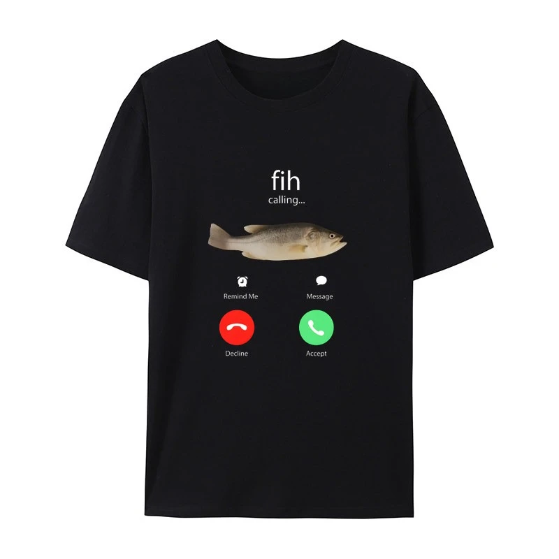 Fih Calling Remind Me Message Decline Accept Casual T-Shirt Men's and Women's Luxury Brand Top