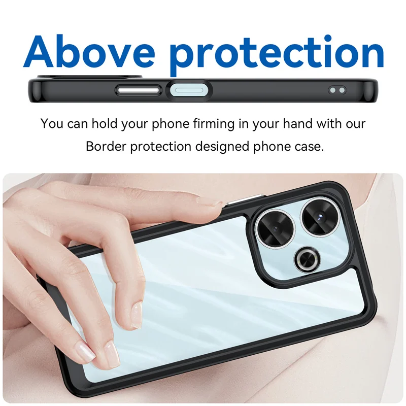 Transparent Colorful TPU Case for Xiaomi Redmi 13 4G 13C 12 5G 12C Protective Cover Frame Funda Coque Capa