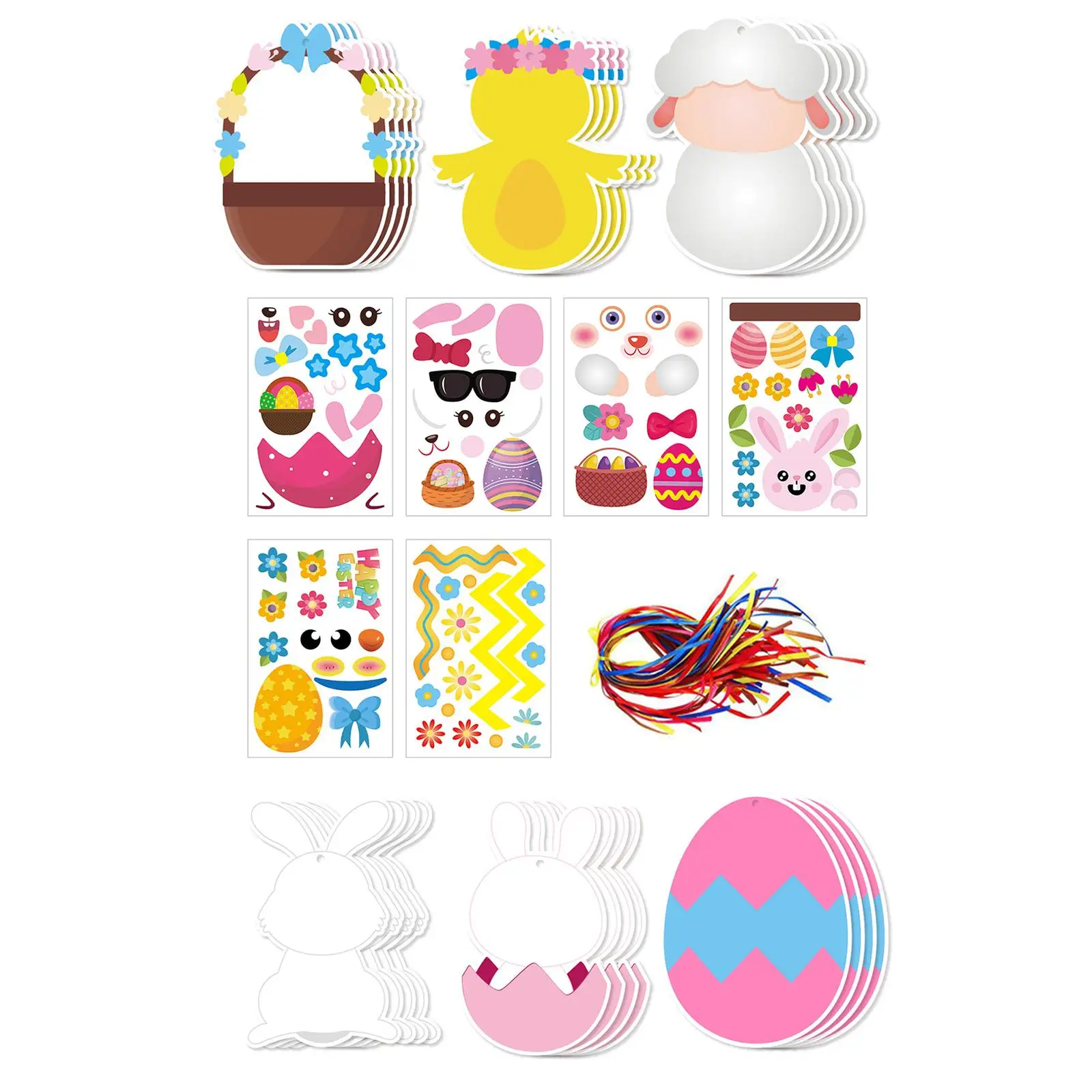 Easter Stickers Set Cartoon Colorful Eggs Bunny Chick Sheep Easter Decoration for Classroom Kids Party Favors Easter Gifts