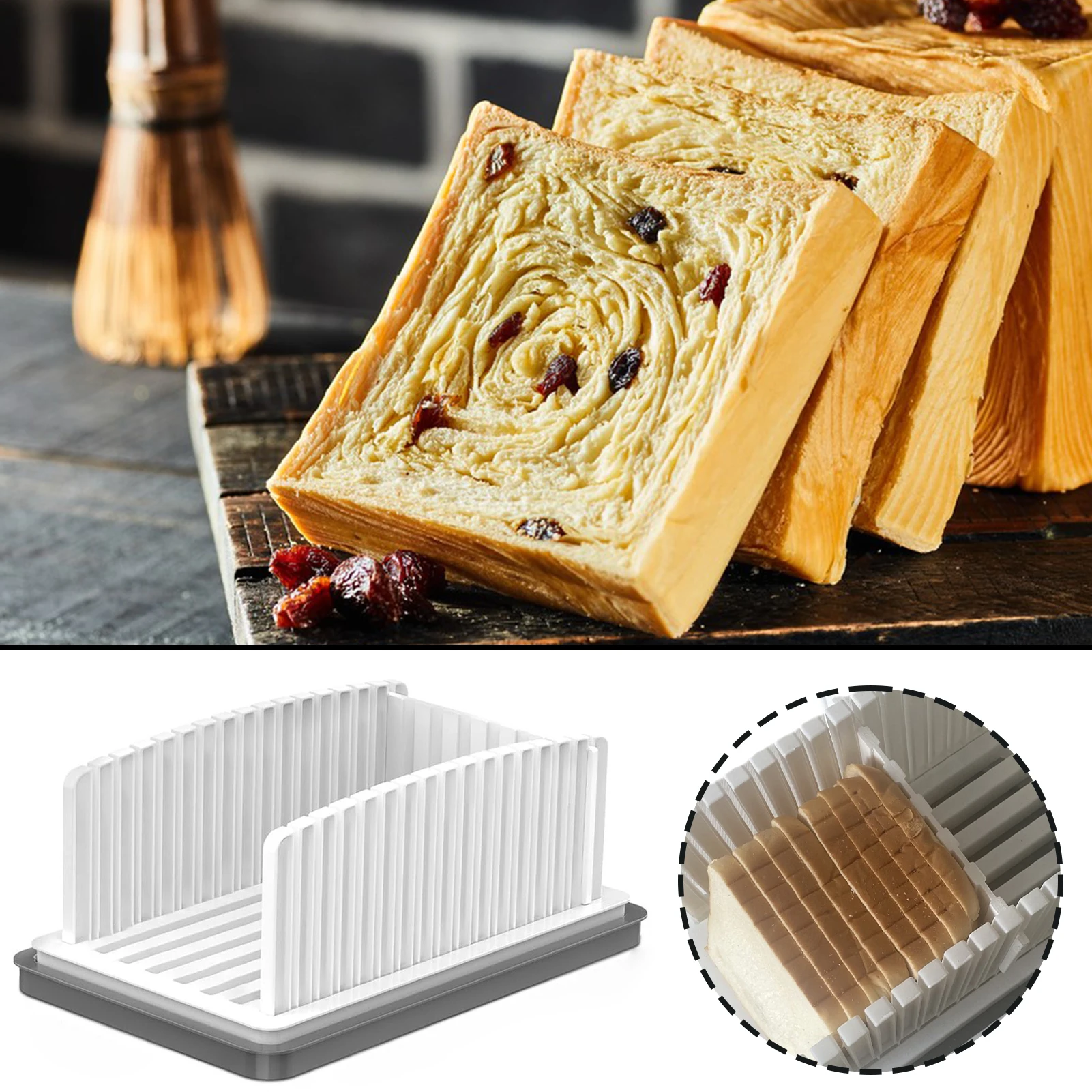 

Removable Adjustables Bread Slicers Quick Mess-free Toasts Cutting Guide For Bakery/Home