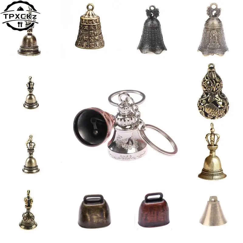 Campana mágica de latón artesanal, campana de viento de bronce tibetano, llavero colgante, regalo creativo, decoración del hogar, 1 unidad