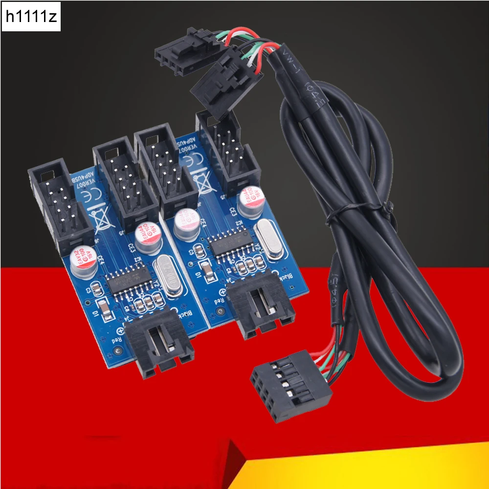 9Pin USB Header Cable Splitter Male 1 to 2/4 Female Extension Cable Desktop 9Pin USB HUB USB2.0 9Pin Connector Adapter Converter