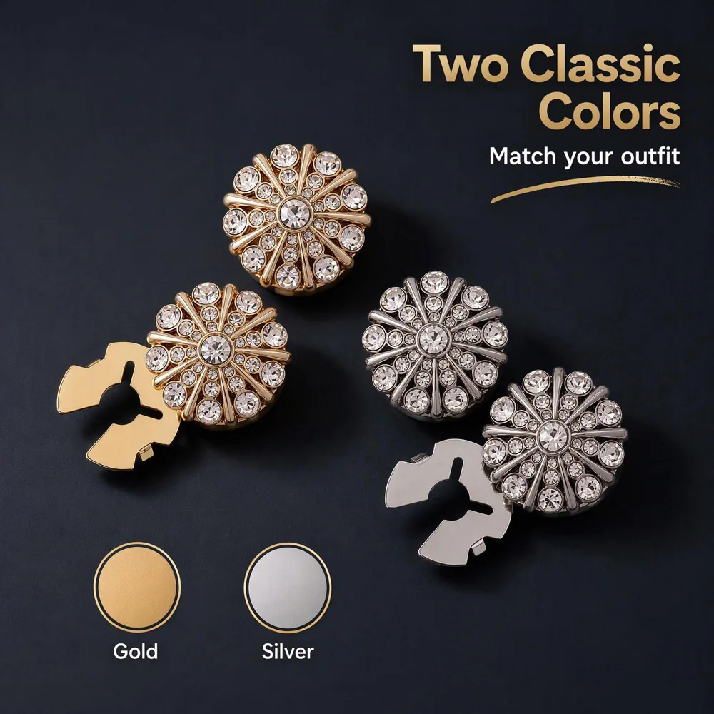 one piece Rhinestone Flower Button Covers Cufflinks Shirt Sleeve Button Collar Clips Button Decoration DIY Clothes Accessories