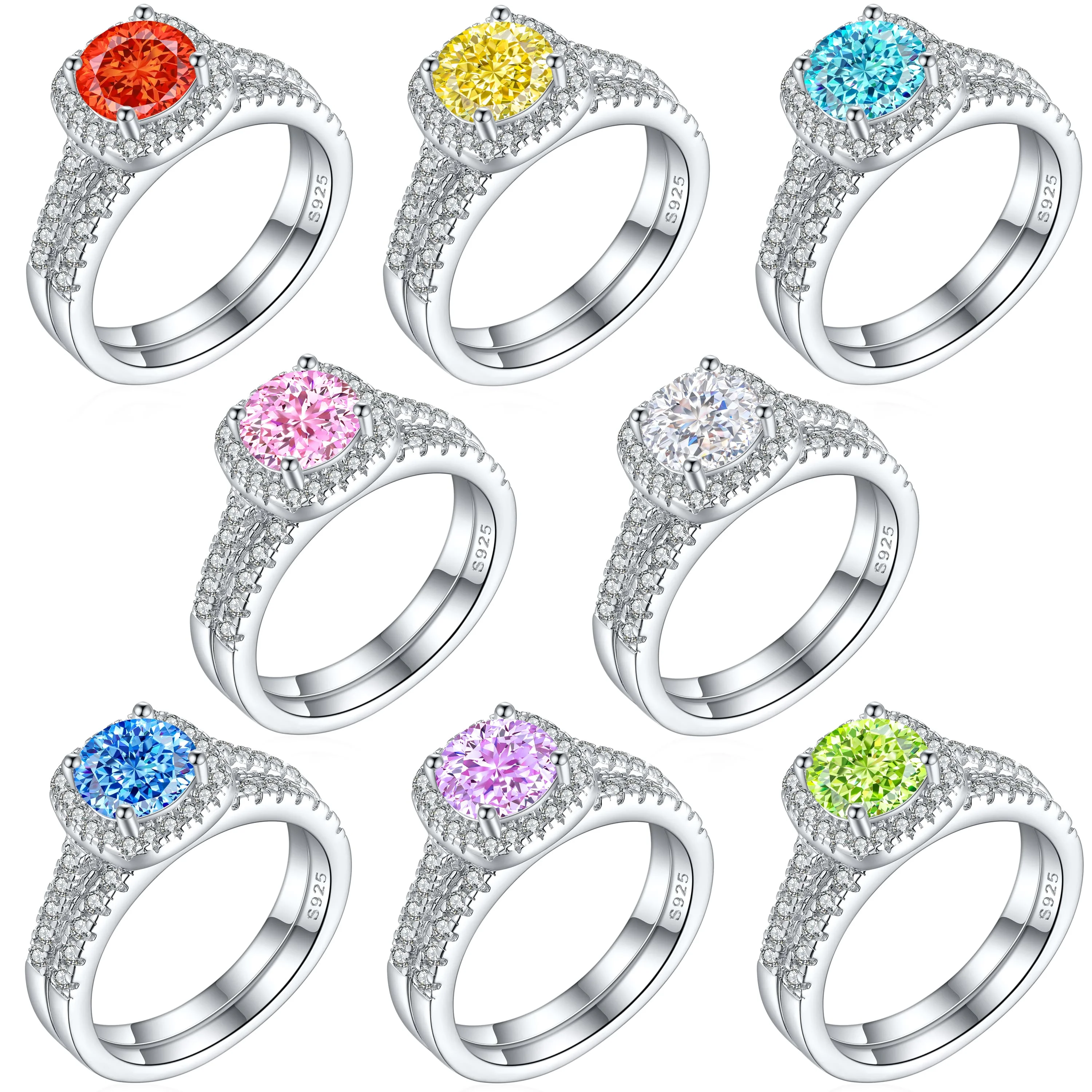 

Luxury Eternity Wedding Rings Jewelry Pure 925 Sterling Silver for Women Fashion Jewelry Rings for Girls Rhodium Plated Zircon