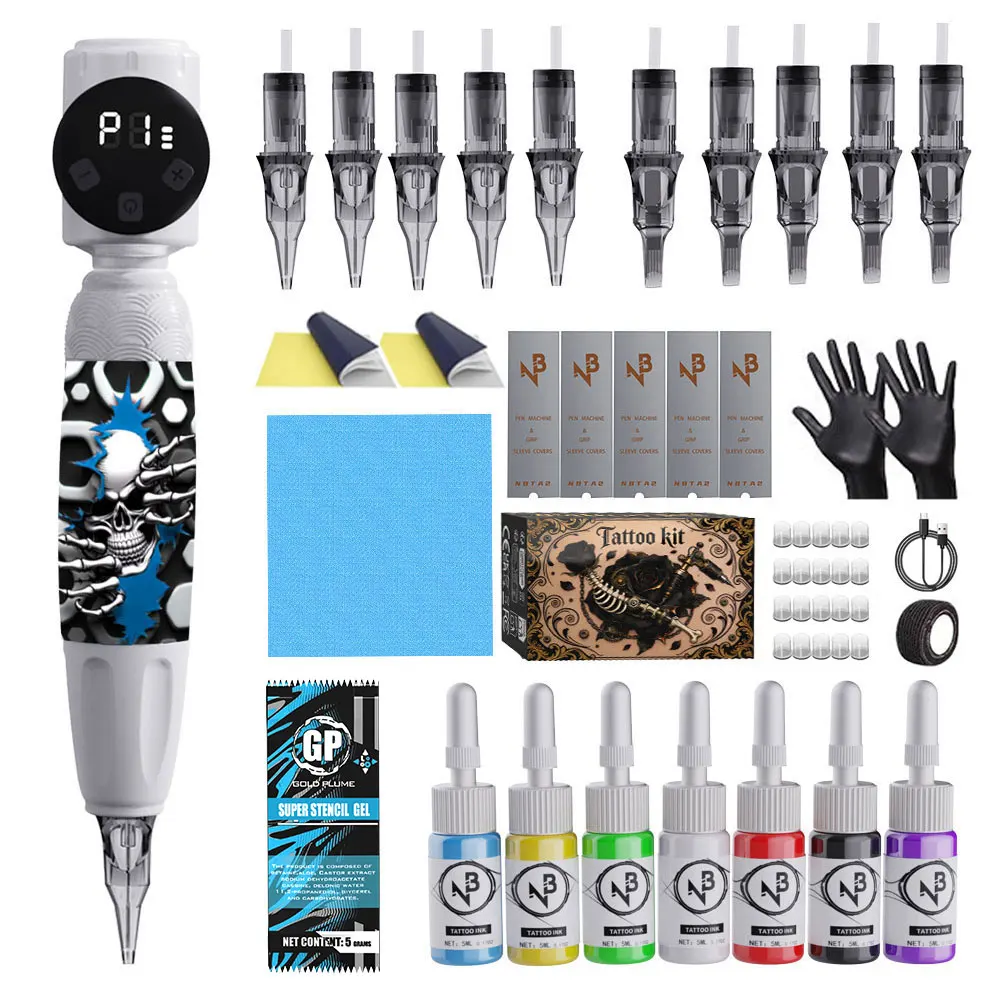 

Goldplume Tattoo Kit or Tattoo Machine New Cool Tattoo Pen Set Permanent Makeup Tattoo Machine Set Wireless Tattoo Gun Set