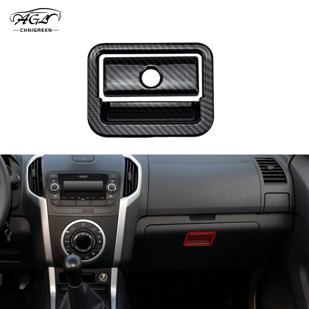 For ISUZU D-MAX MU-X 2012-2019 2pcs Carbon Fiber Color Co-pilot Glove Compartment Storage Box Handle Switch Panel Cover Trim