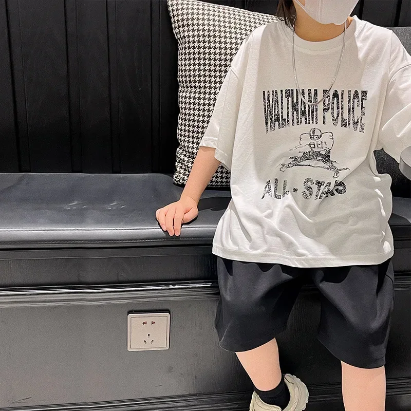 

Baoduo Children's Clothing Boys' T-shirt Short Sleeve Summer 2023 New Summer Fashionable Letter Printed T-shirt