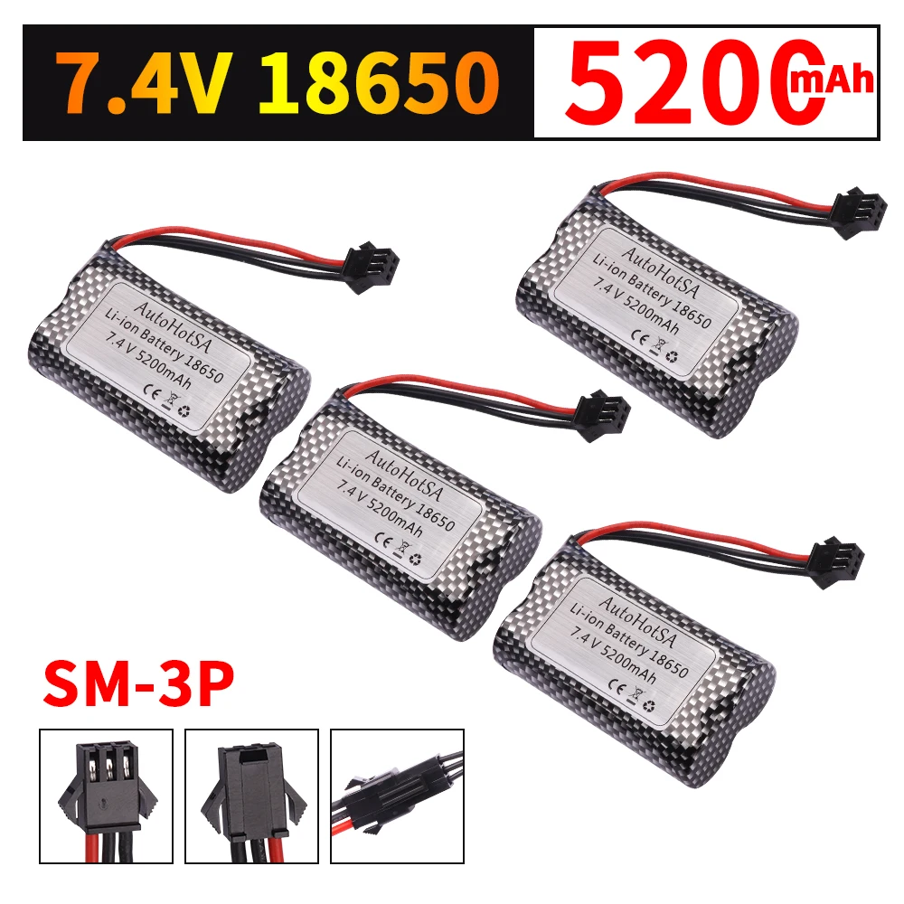 7.4V 5200mAh 18650 Battery for MN128 MN78 LC79 MN82 Remote Control Car Battery Watch Gesture Sensing Twisted RC Stunt Car toys