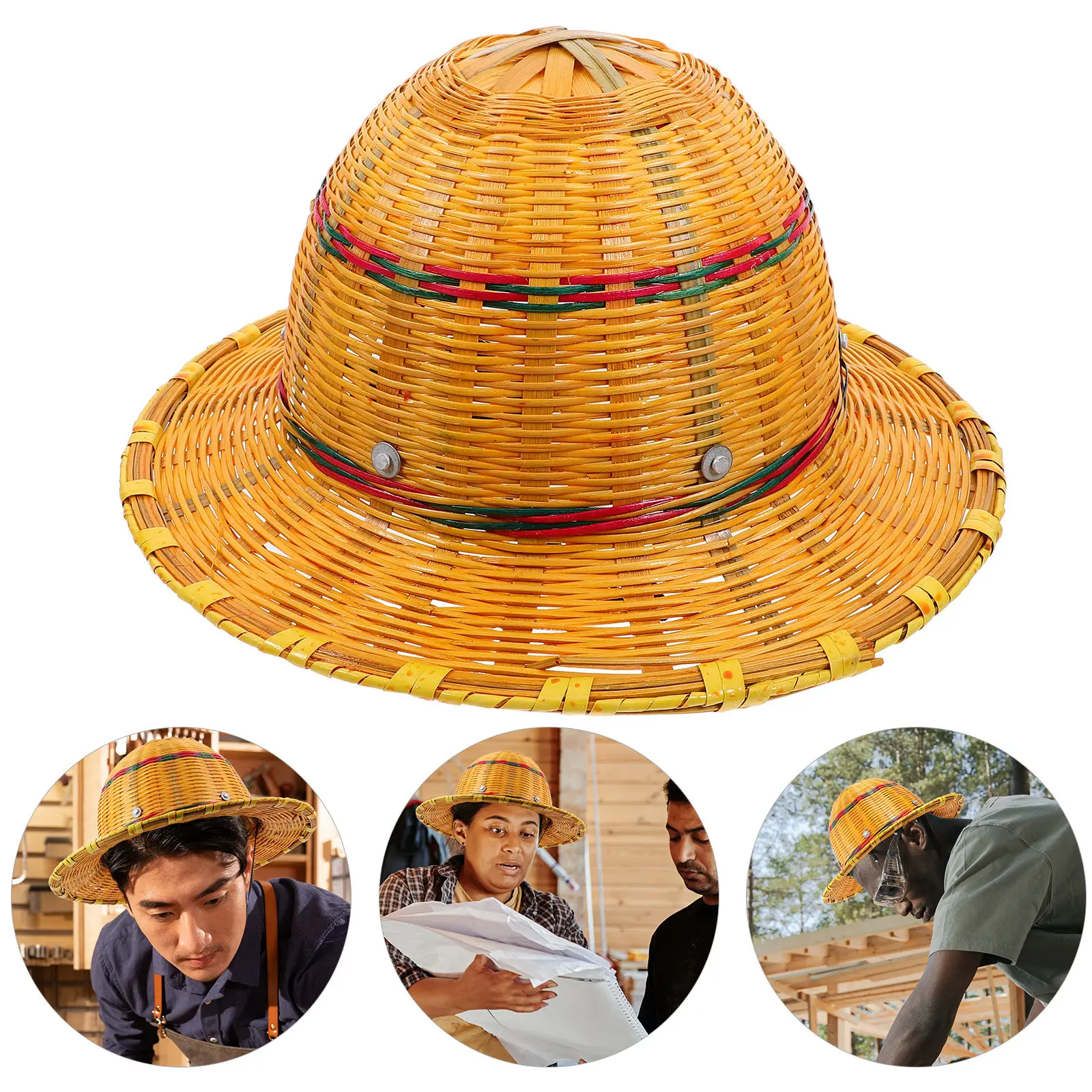 

Bamboo Safety Sun Hat Classic Round Hard Hat Shade Cover Breathable Uv Protection for Construction Outdoor Labor Hiking