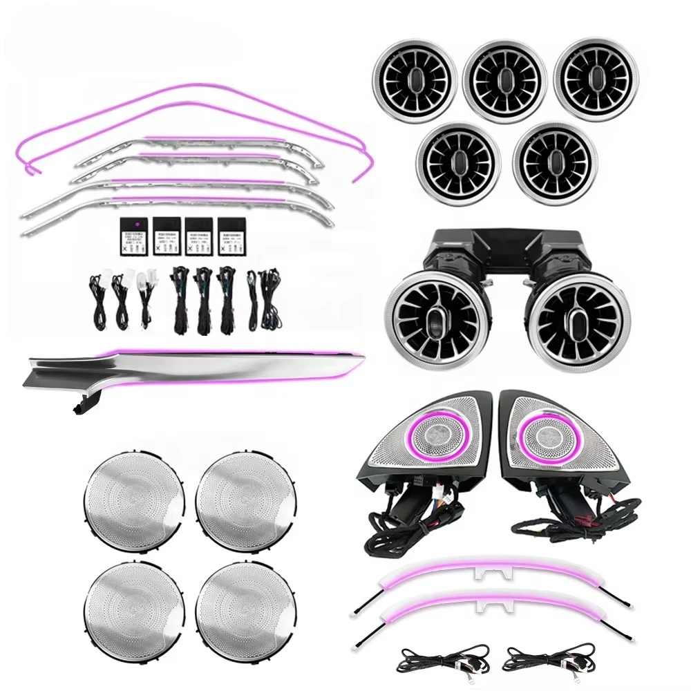 

W205 64 Colors Ambient Lighting Upgrade Kit for C-Class C300 C43 C63 GLC X253 Interior LED Light Accessories Trim