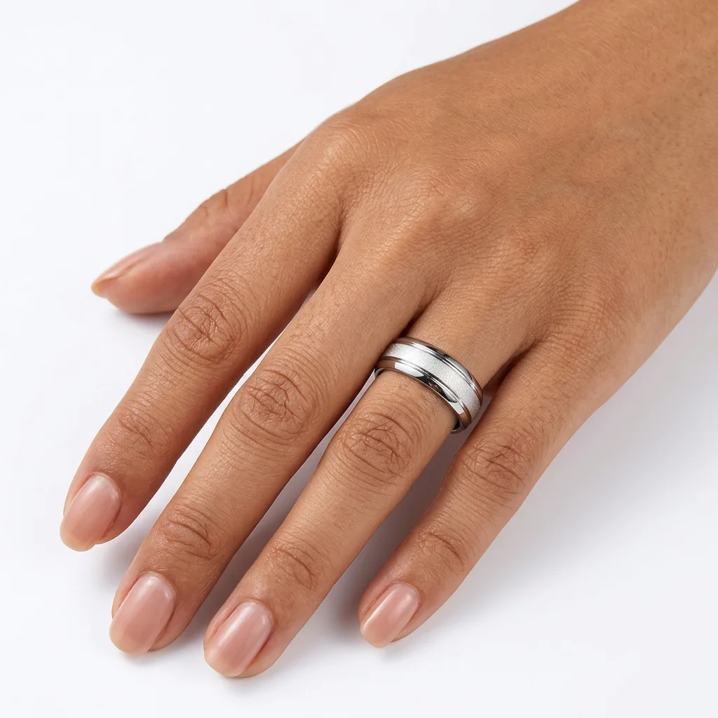 Goldfarbener matter Wolframring für Paare, Herren und Damen, klassischer Ehering, Verlobungsring, 6 mm, besonderes Valentinstagsgeschenk für Liebhaber. – Detail 2