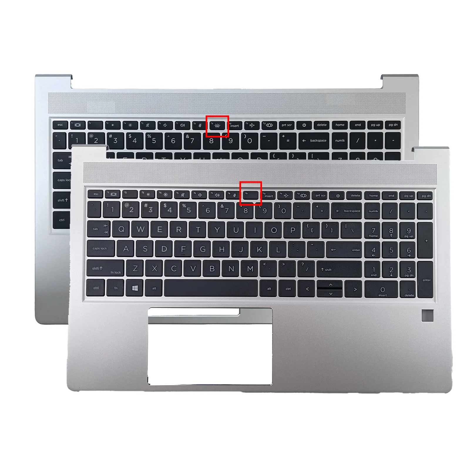 

N43874-001 Верхняя часть корпуса (палмрест) для ноутбука HP Probook 450 455 G10 с подсветкой / без подсветки, с американской клавиатурой