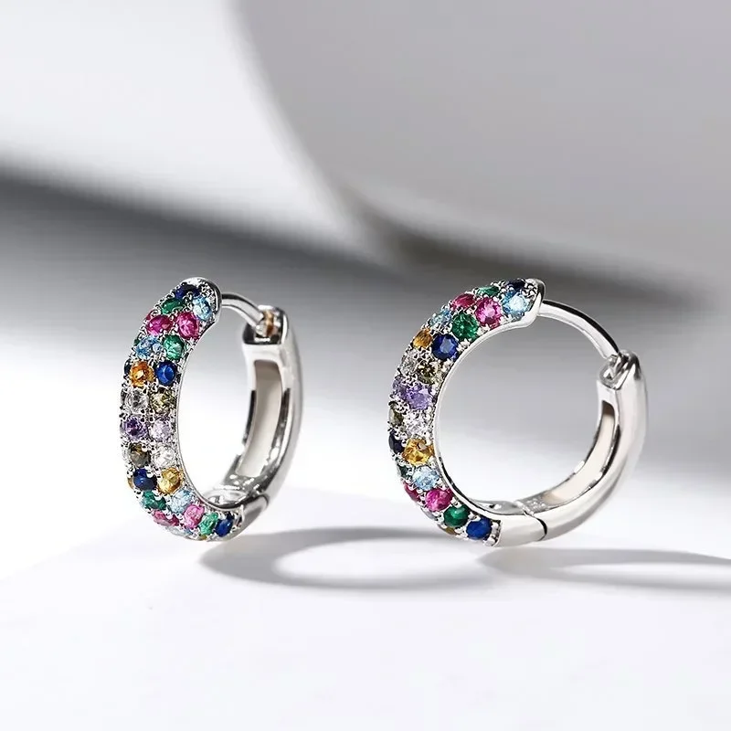 Crystal Lymphatic Drainage Earrings Colorful  Round Hoop  Fashion Magnetotherapy Weight Loss Slimming Jewelry