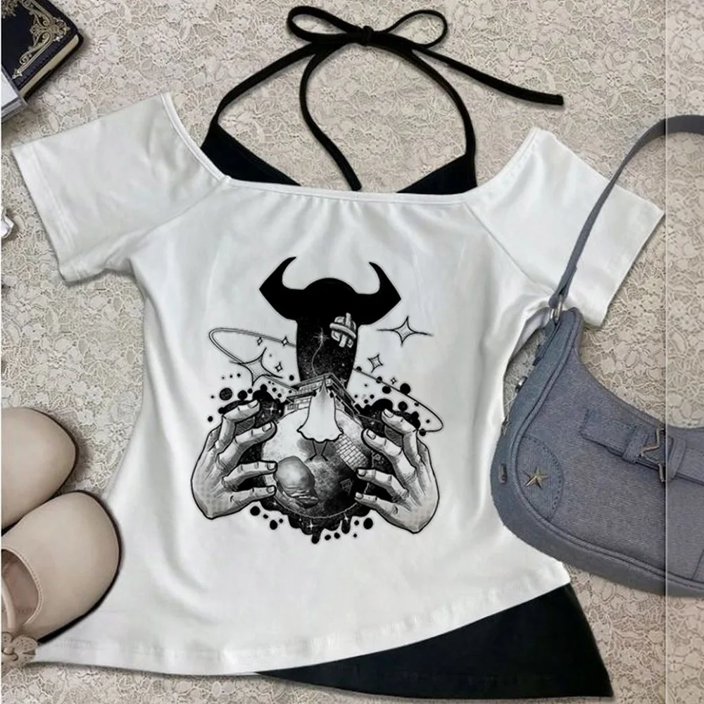Oyasumi Goodnight Punpun cropped top ladies baddie korean fashion grunge graphic tshirt streetwear party scene  manga anime