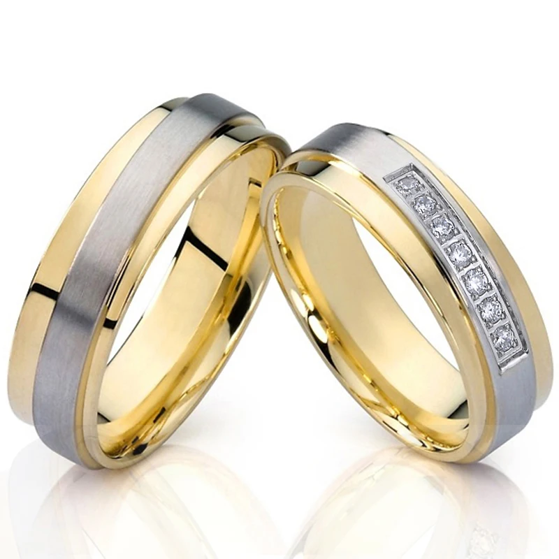 Wedding Ring Set for Couple Men and Women en Jewelry Western Ladies Gents LOVE Alliance Proposal Gift