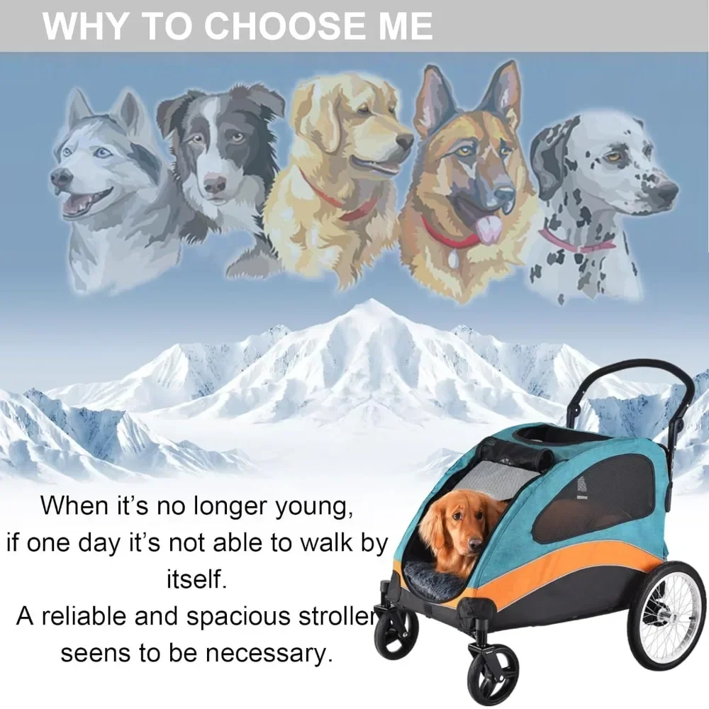 Pet Strollers, Pet Dog Jogger Wagon Foldable Cart,Pet Stroller with Adjustable Handle, Dog Stroller for Medium and 2 Dogs,