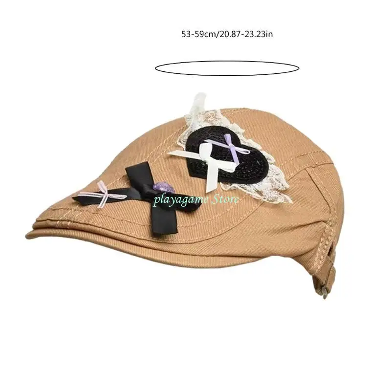 Y88A الفتيات الرسام قبعة الفرنسية القبعات القلب قبعة Lacework القبعات للتصوير الفوتوغرافي عطلة #6