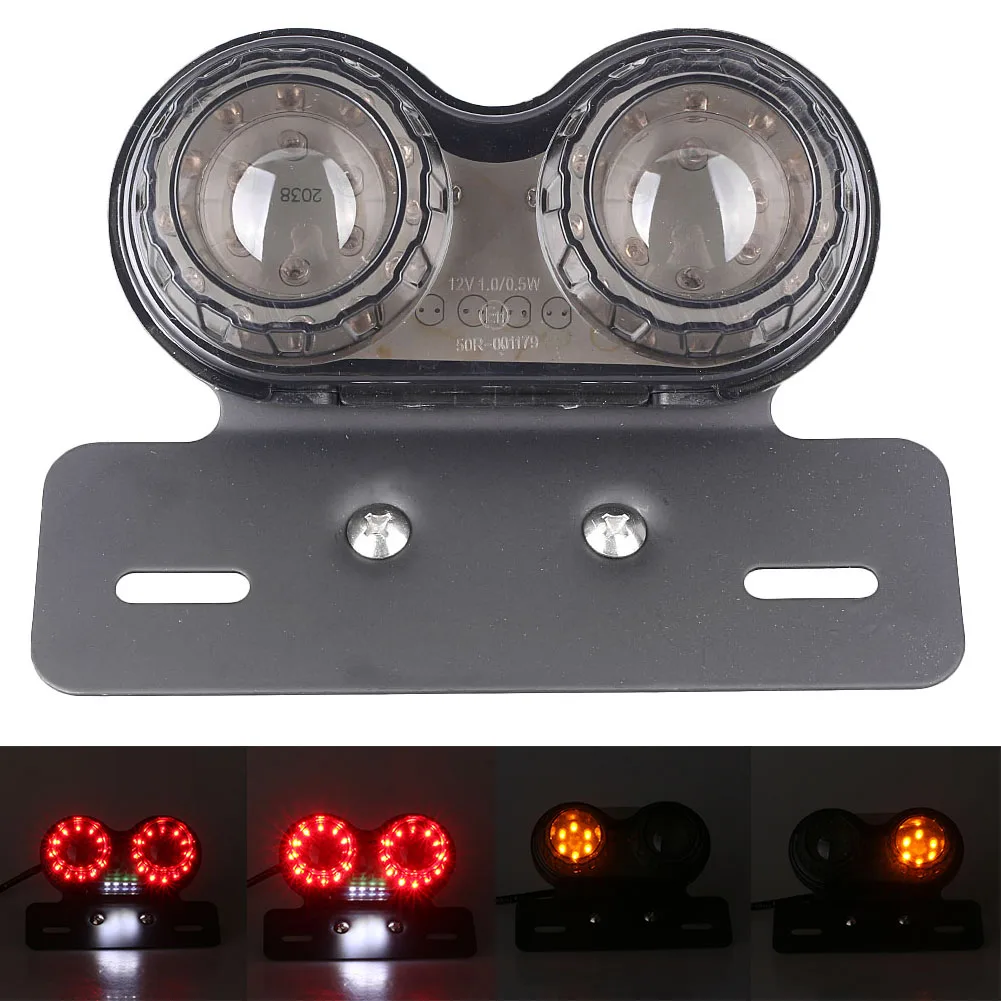 E-mark Smoke Motorcycle Intergrated LED License Plate Lights Turn Signal Brake Tail Lamp Universal For Motorbikes