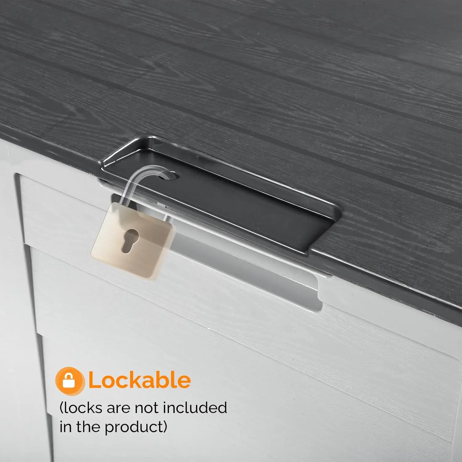 Upgraded 75 Gallon Outdoor Storage Box, Lockable Plastic Storage Containers with Lid, Patio Deck Box Furniture for Garden