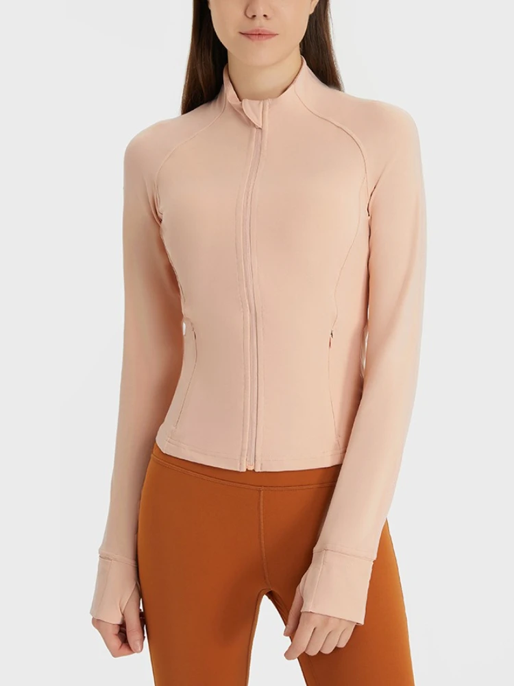 

Укороченная куртка для йоги приталенного кроя для женщин, легкий топ на молнии с карманами для тренировок, осенняя толстовка для бега в тренажерном зале