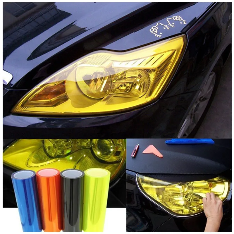 PVC Car Headlight Lamp Film Fog Lamp Sticker Car Headlight Tailing Moulding Foil Self-Adhesive Car Accessories