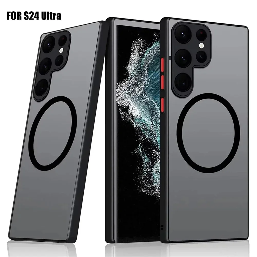 Stoßfeste magnetische Hülle für Samsung S25 S24 Ultra S22 S23 S21 Plus Coque für Samsung Note 20 Ultra 10 Magsafe Matte Phone Cover