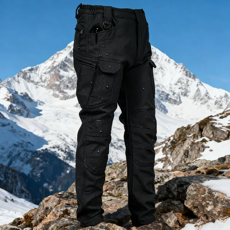6XL Winter Pants Men Outdoor Windproof Waterproof Thick Tactical Trousers Softshell Fleece Hunting Warm Multi-pocket Work Camo