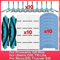 Compatible con ( Mova E10, E20 Plus, S800, Trouver E10, Ultenic D10, T10 Lite, Proscenic Q8 Max, Lubluelu L15 ) Repuesto Cepillo Mopa Filtro
