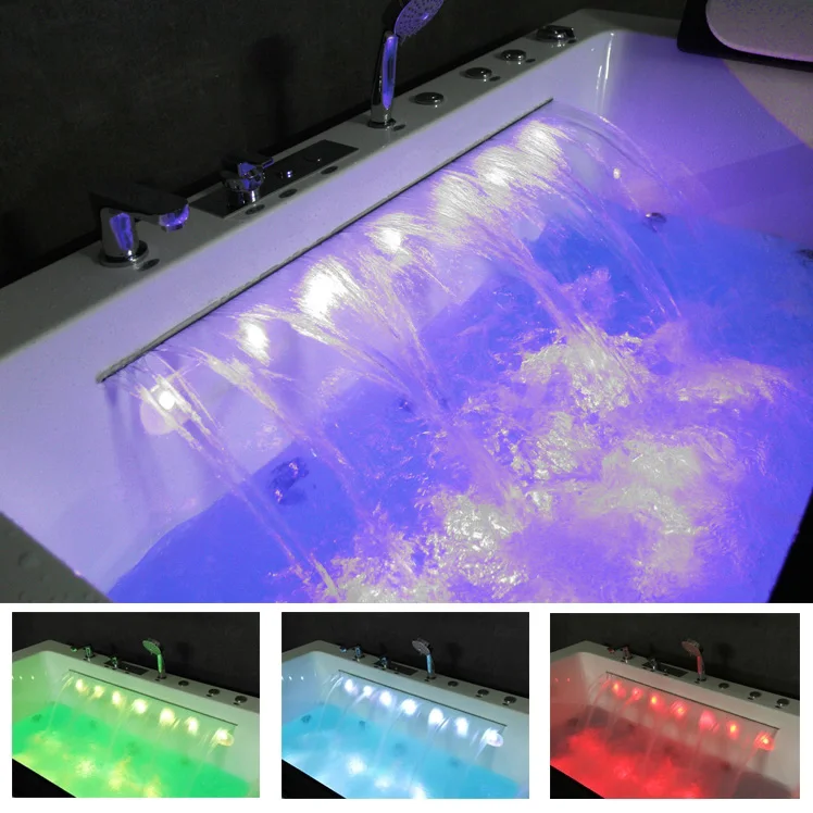 

Whirlpool Massage Bath SPA Acrylic Big Bathtub Hotel LED Jet Massage 2 Person Sided Skirt Bath Outdoor Hot Tub