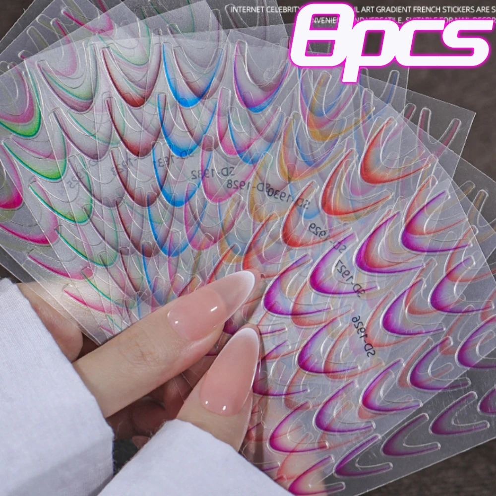 フランスのネイルアートステッカー,マニキュア装飾,接着剤,インク,波状,水の移動,ステッカー,グラデーション,DIY