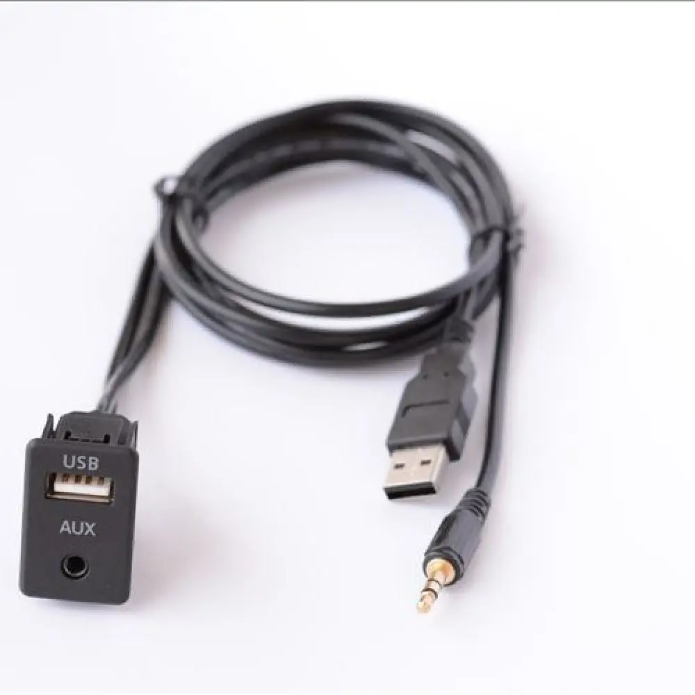 Dashboard USB AUX Port Socket Panel Connector Extension Cable Adapter For Vehicle Stereo Sound System Modification Accessory