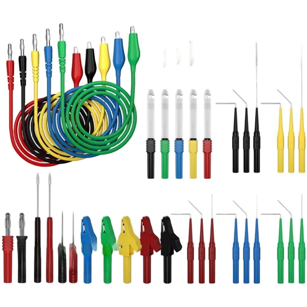 

1 Set Multimeter Test Leads Set: Banana Connector To Alligators Clip Test Leads With Piercing Probes And Alligators Clips