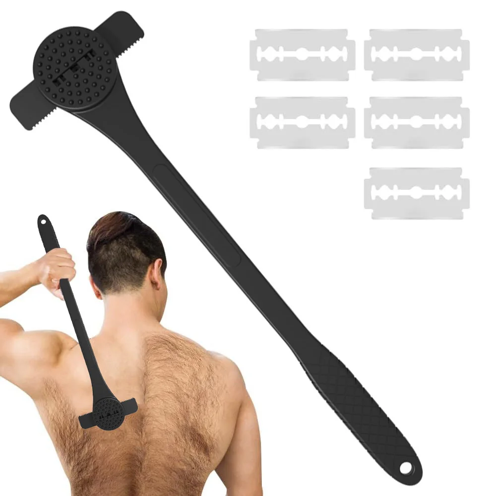 

Long Handle Back Shaver for Men Body Back Hair Trimmer Body Leg Razor Shaver Hair Removal Tool with 5Pcs Replaceable Blades