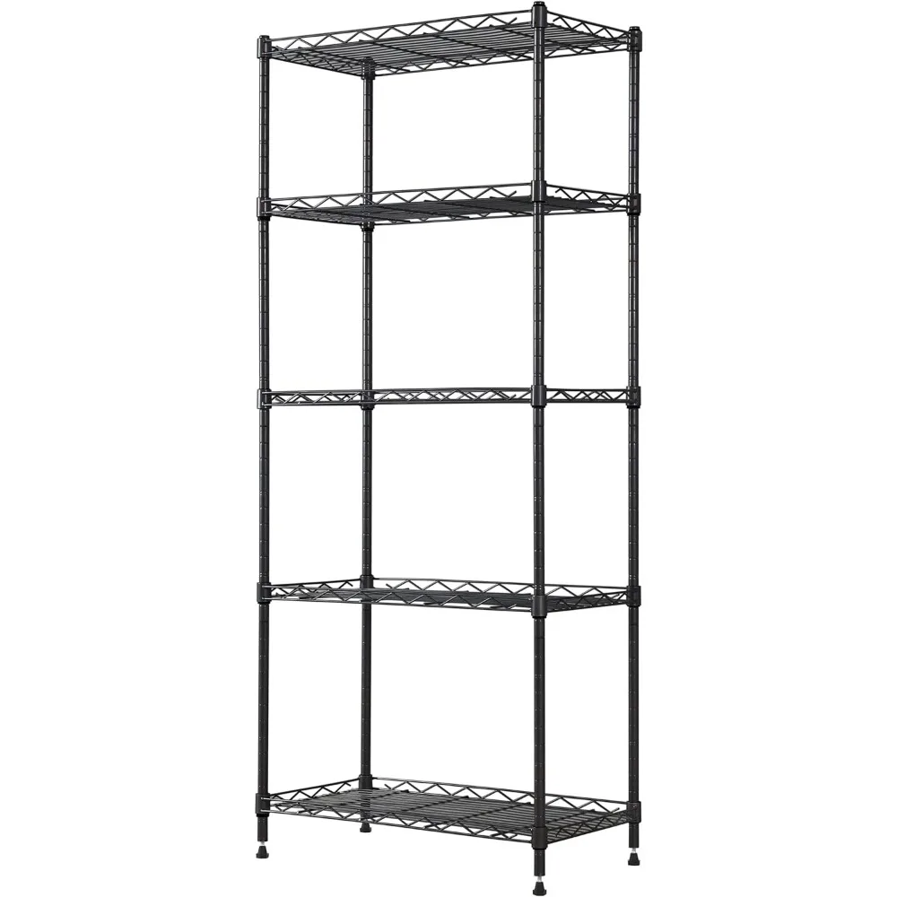 REGILLER-5-Wire Shelving Metal Storage Rack, Prateleiras ajustáveis, Standing Unidade de Armazenamento para Lavanderia, Banheiro, Cozinha