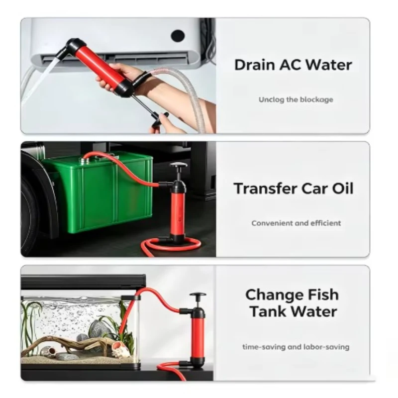 Portable Manual Siphon Pump Hand Siphon Tube Car Hose Liquid Gas Transfer Sucker Gas cylinder oil extractor Vehicle tools
