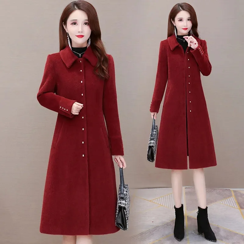 

Woolen Coat Thick Women's Mid-length Autumn New Loose Woolen Coat Winter Overcoat Camel Korean Fashion Wool Coats Jackets