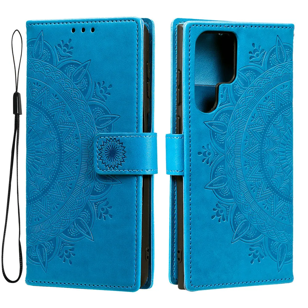 

S25 S24 S23 Ultra S 25 Plus 24 FE Flip Case Totem Leather 360 Protect Book Etui for Samsung Galaxy S25 Ultra Case Wallet Fundas