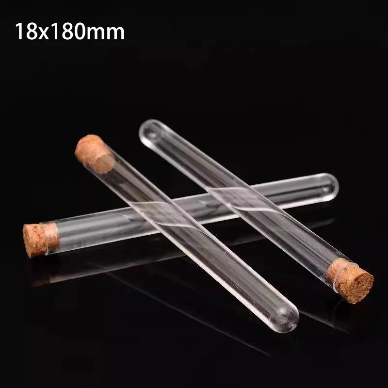 

20/50/100pcs 18x180mm Lab Clear Plastic Test Tubes with Corks Stoppers Wedding Favor Gift Tube