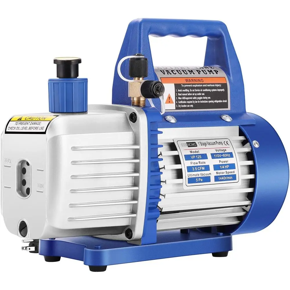 

1/4 HP 3.5 CM Single Stage Rotary Vane Air Vacuum Pump with Oil Bottle