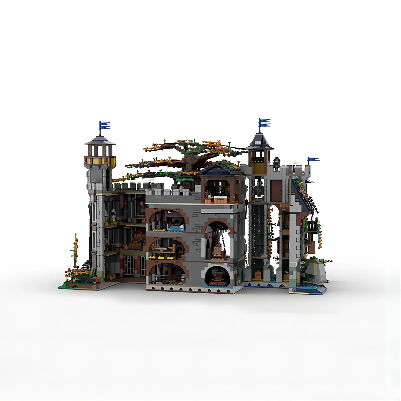 MOC- 126920   Arquitectura Medieval Castillo del Árbol de la Vida adorno de juguete de bloques de construcción ensamblado