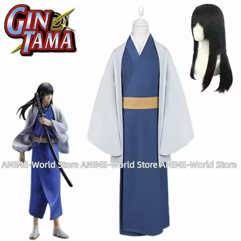 《Custom size》Anime Gintama Katsura Kotarou Kimono Cosplay Costume Perfect Wig Custom Any Size