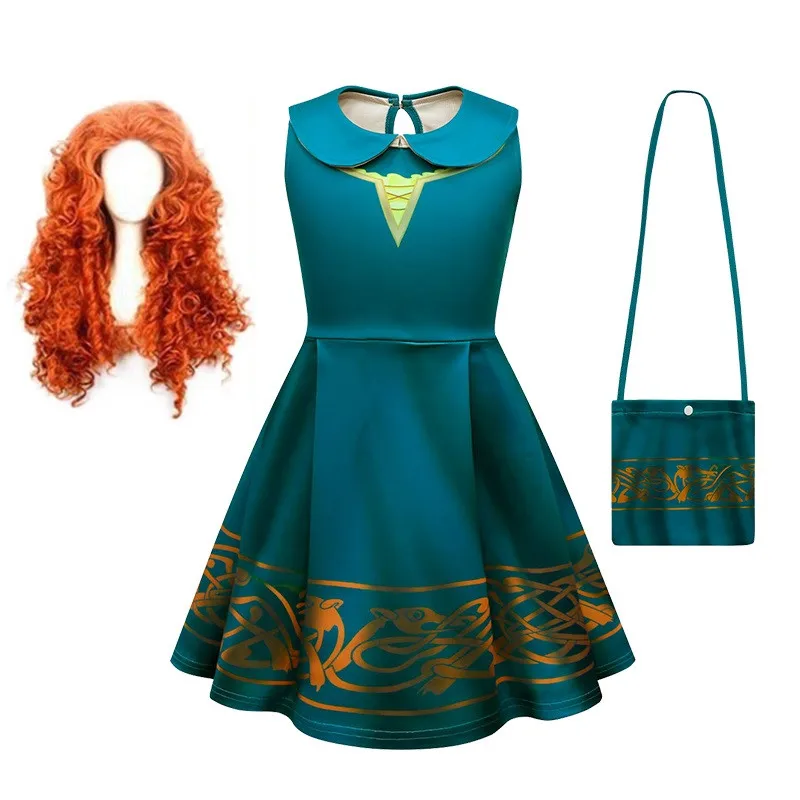 New Brave Merida Costume for Girls Halloween Princess Dress Kids Carnival Fantasia Children Xmas birthday Party Cosplay Costume