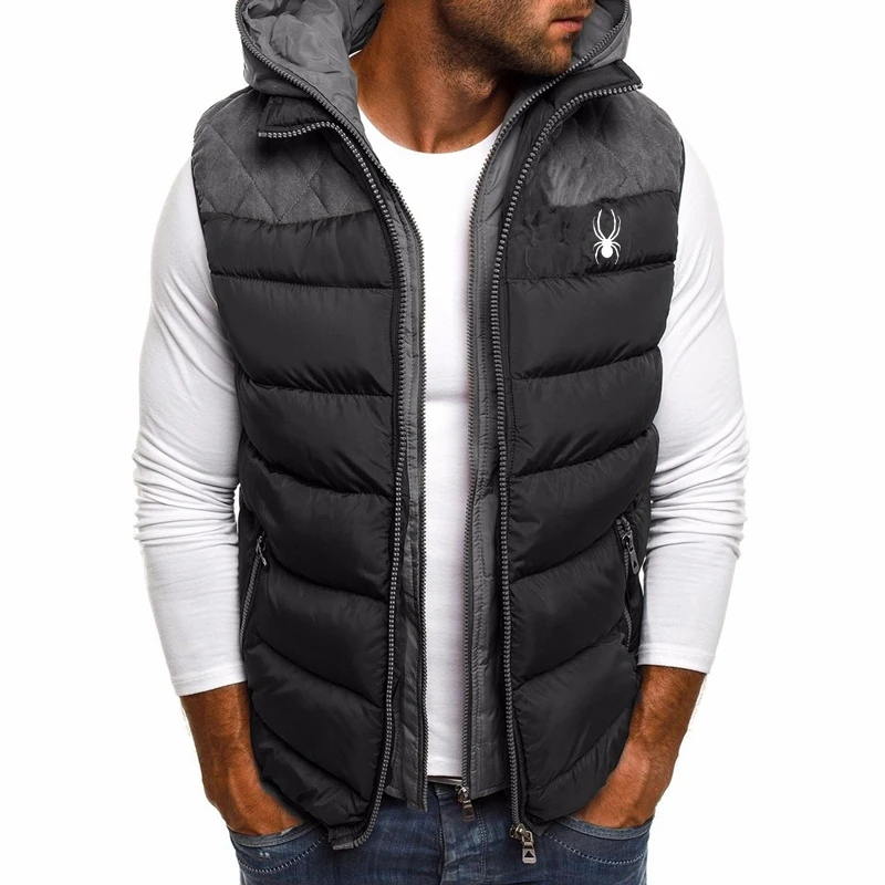 

2024 Autumn Winter New Double Zipper Waistcoat for Men Windproof Hooded Male Vests Jacket Thicken Warm Zipper Sleeveless match