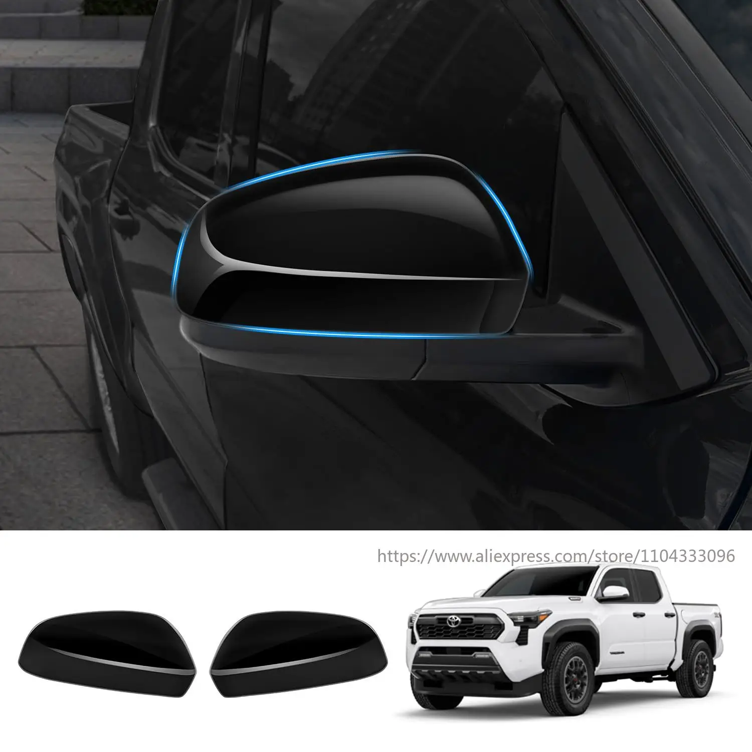 For Toyota Tacoma 2024+ Car Side Rearview Mirror Cover Trim Frame Carbon Fiber Outside Rearview Mirror Cover without Lamp Type