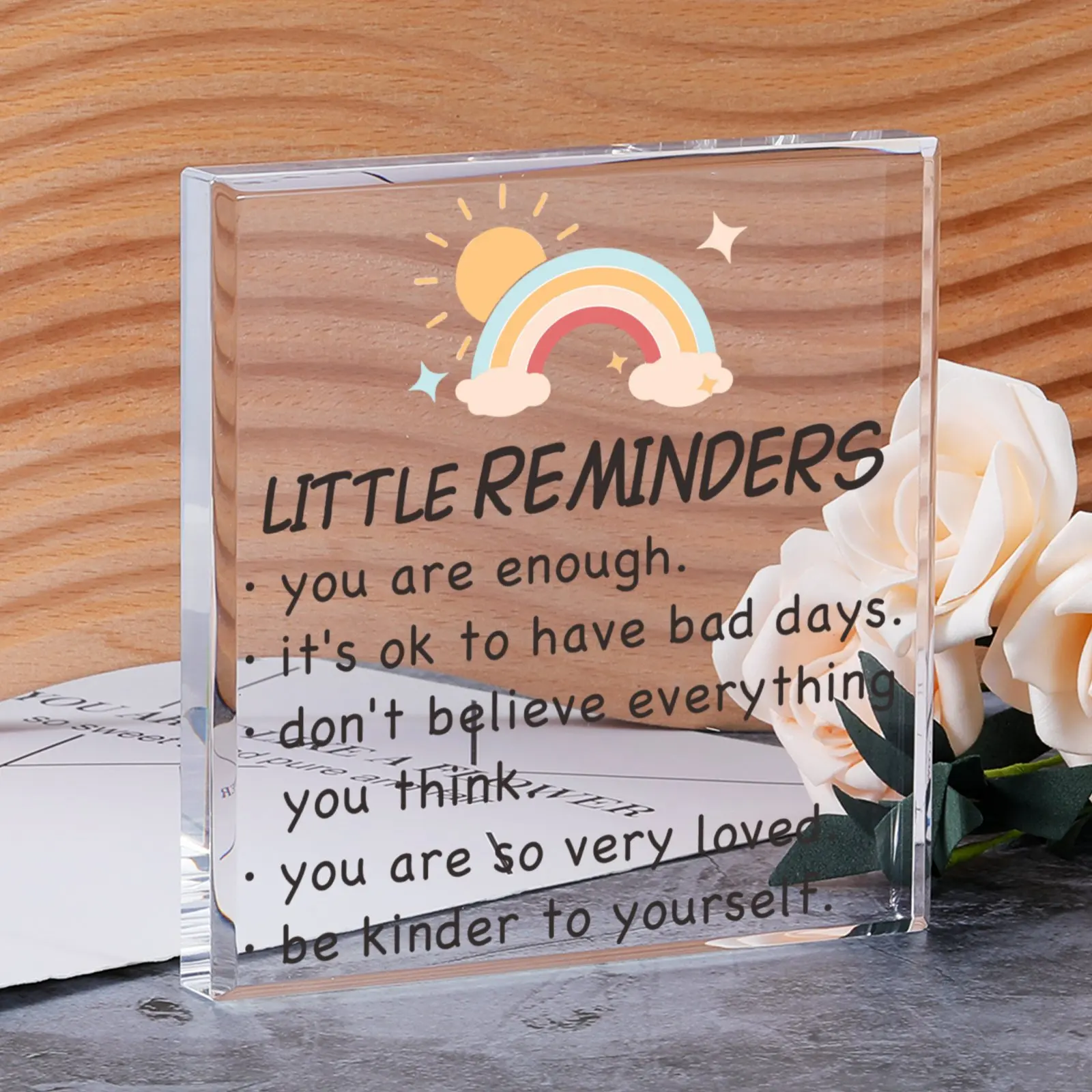 Custom Little Reminders Acrylic Plaque Office Decor Sign Mental Health Gift for Women Positivity Encourage Gifts for Daughter