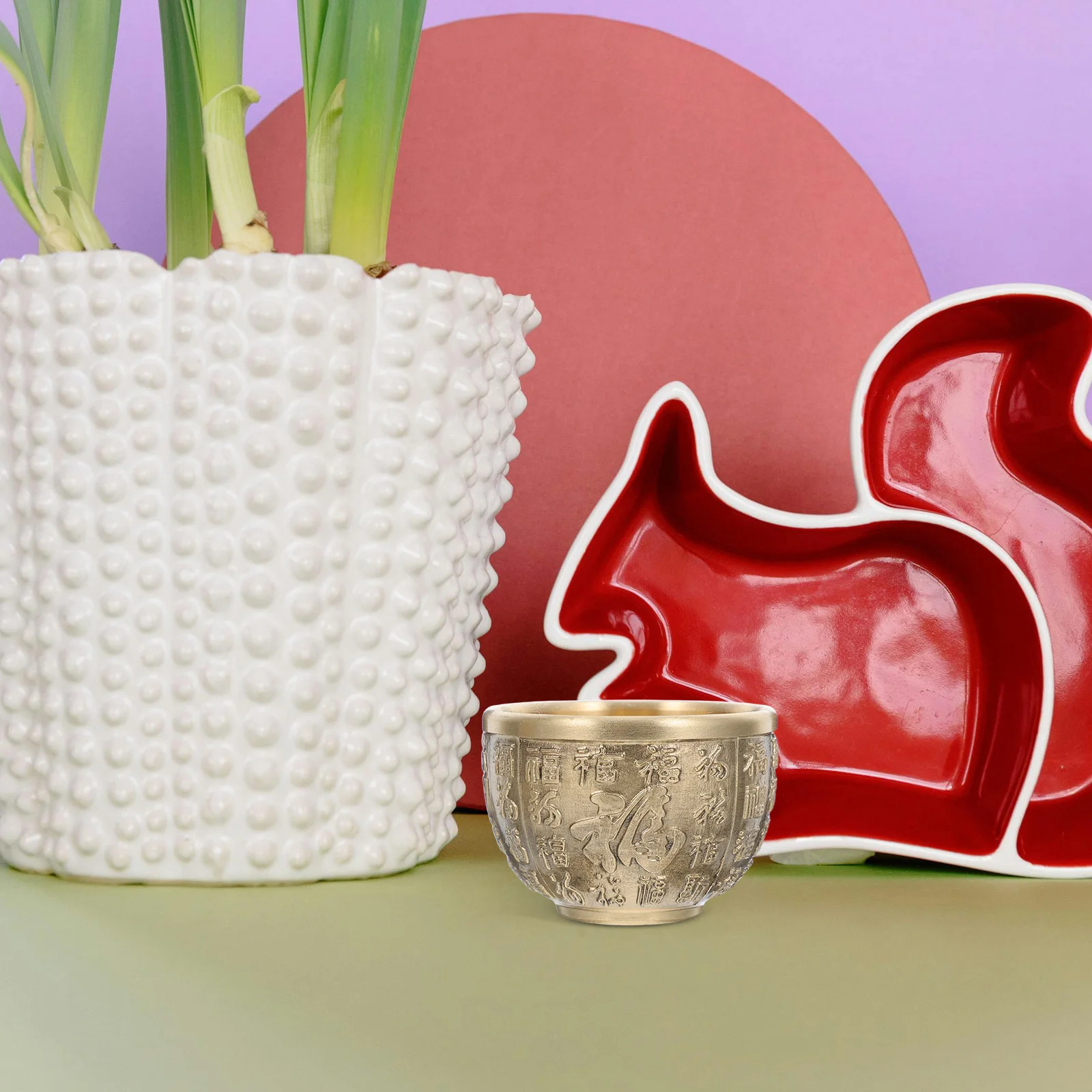 

2Pcs Golden Tone Treasure Basin Brass Bowl for Desktop Decoration Home Office Feng Shui Wealth Luck Display Accessory