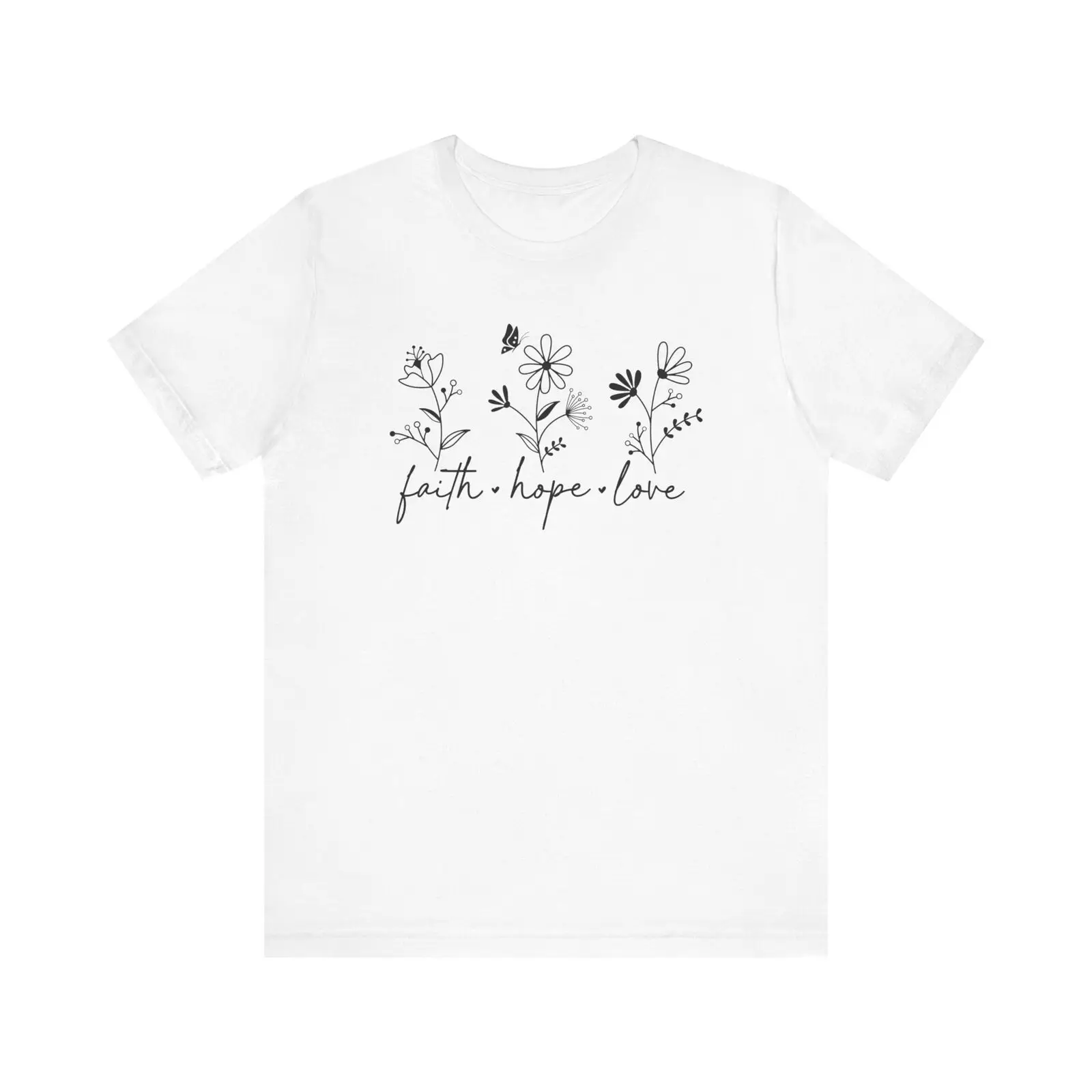 

Bella Canvas 3001, Unisex, White, Faith Hope Love T-Shirt, Religious Shirt