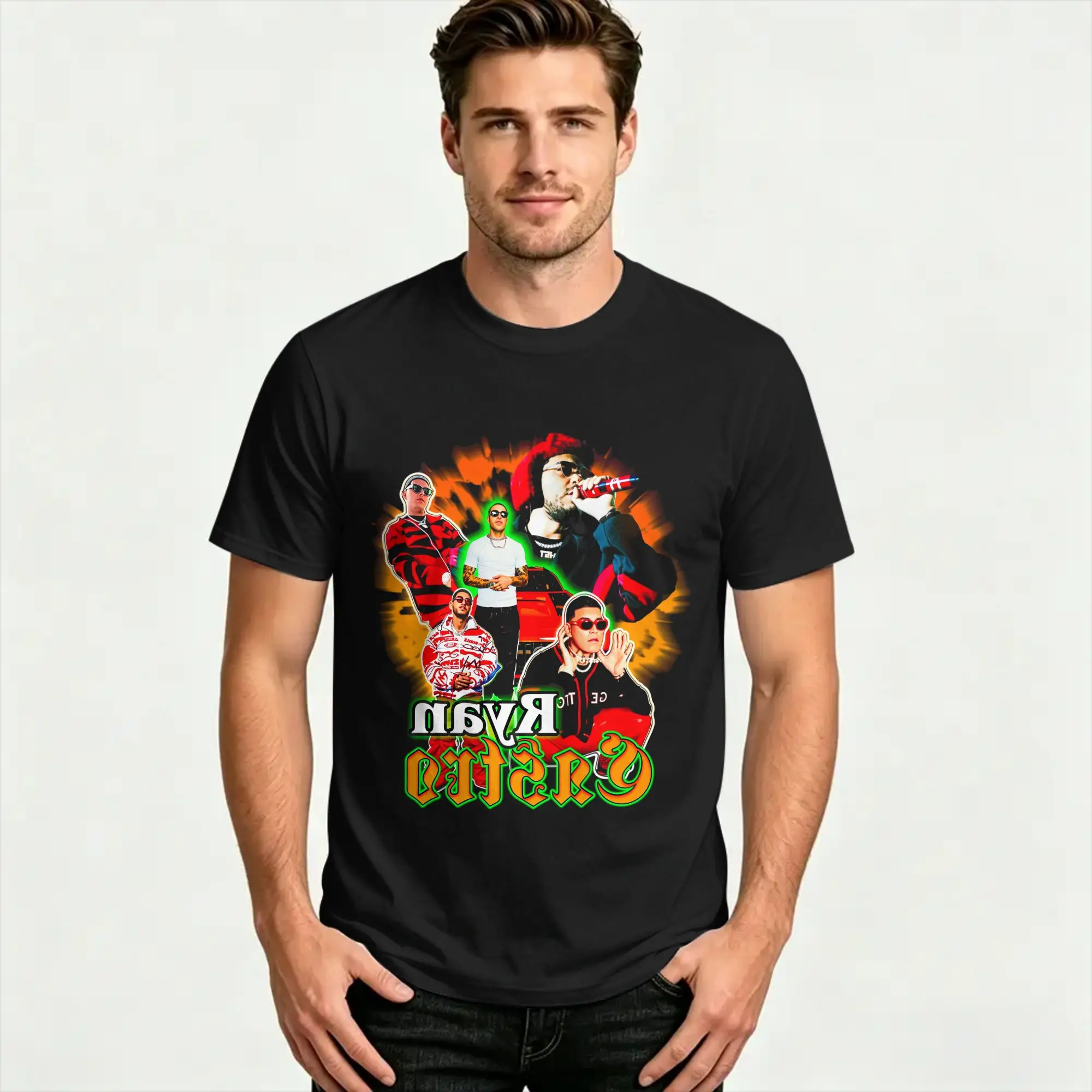 Novelty Ryan Castro singer  T-Shirts Men Round Neck Cotton T Shirt  Short Sleeve Tee Shirt Birthday Present Clothing